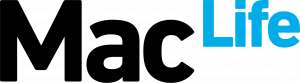 Schwarz blaues Mac Life Logo
